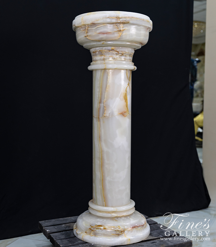 Marble Bases  - Decorative Art Pedestal In White Onyx - MBS-312